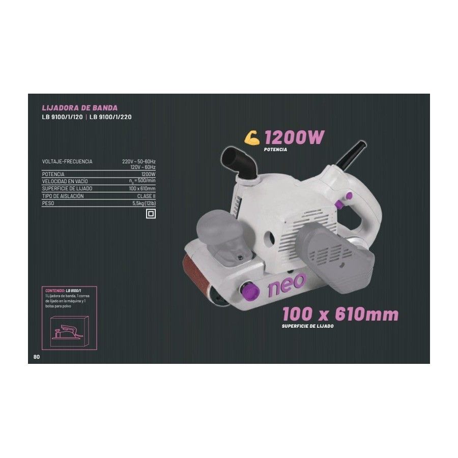 LIJADORA BANDA NEO 4" X 24 1200W 120V LB9100/1/120