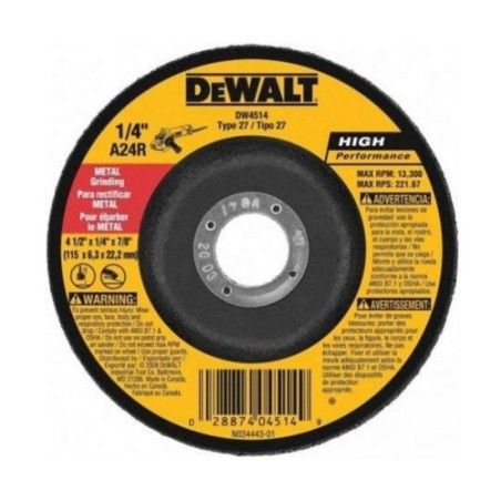 DISCO DESBASTE METAL 4,1/2"x 1/4 DEWALT DW4514F