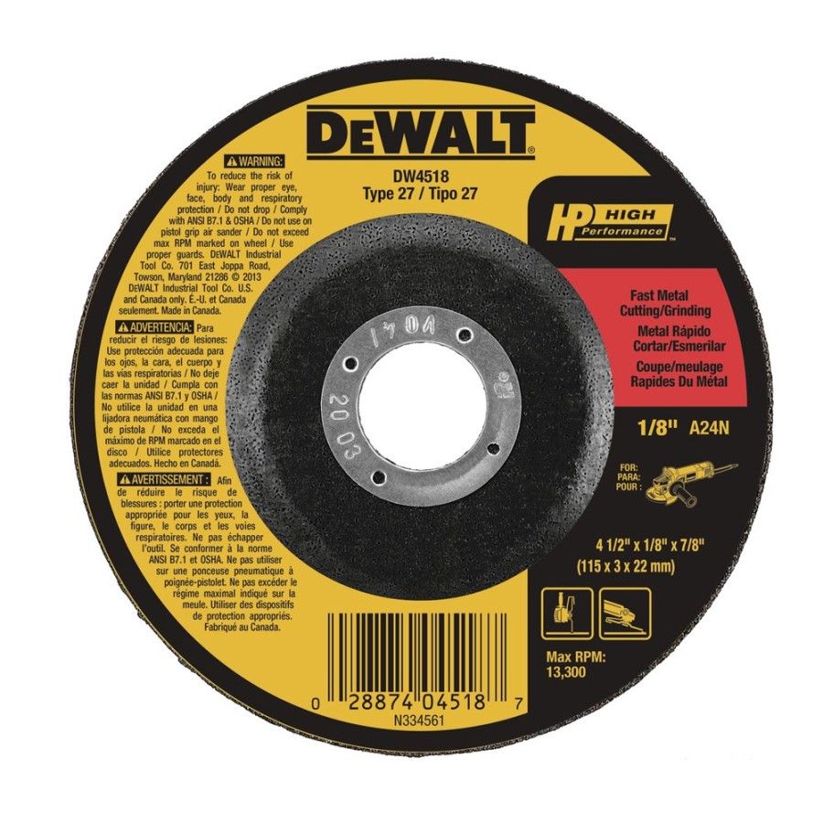 DISCO CORTE METAL 4,1/2"x 3/32 DEWALT DW4518C