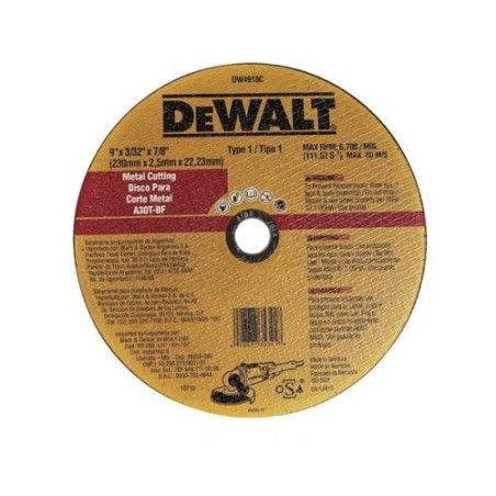 DISCO CORTE METAL 9"x 3/32 DEWALT DW4918C