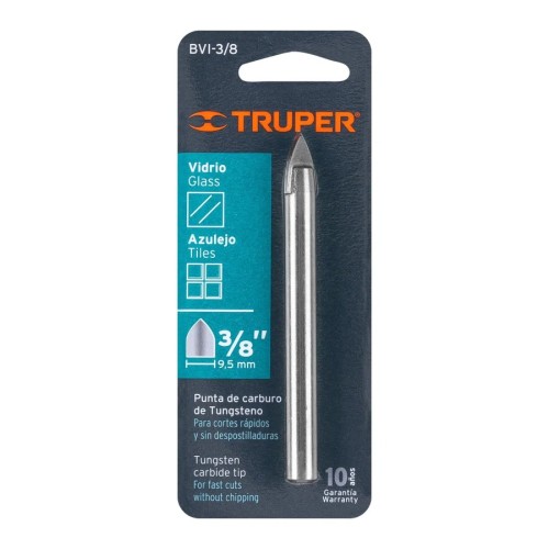 BROCA VIDRIO Y AZULEJO 9mm  3/8Pulgx3Pulg TRUPER  BVI-3/8/1