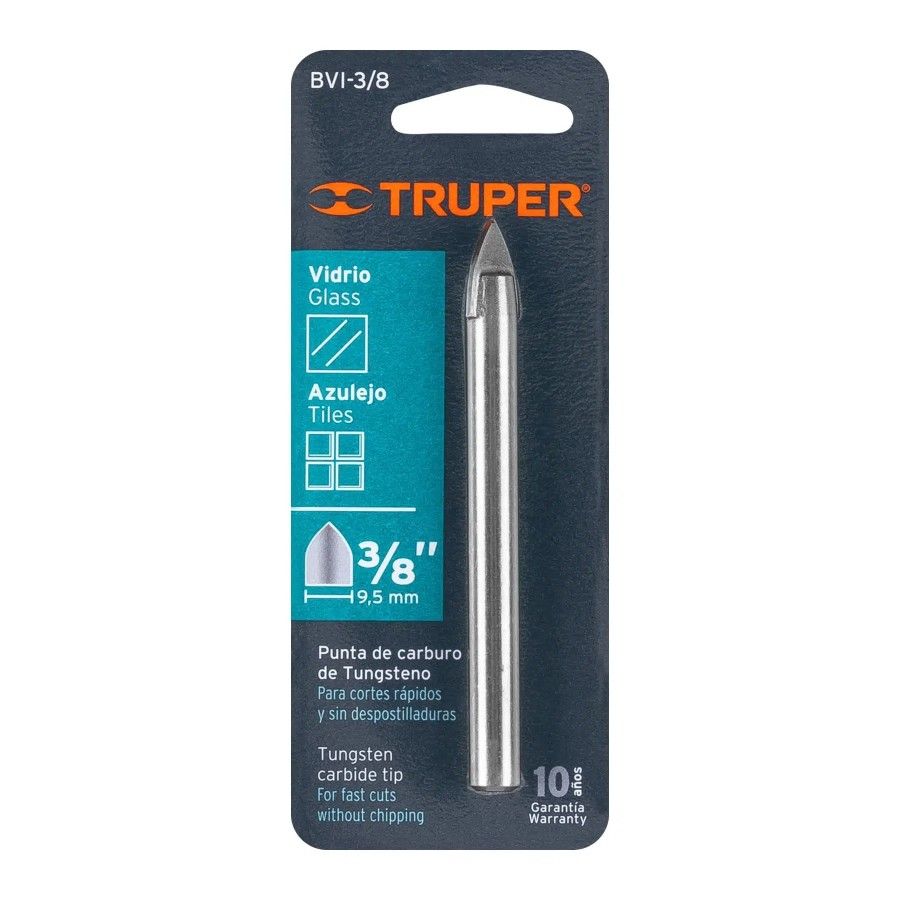 BROCA VIDRIO Y AZULEJO 9mm  3/8Pulgx3Pulg TRUPER  BVI-3/8/1