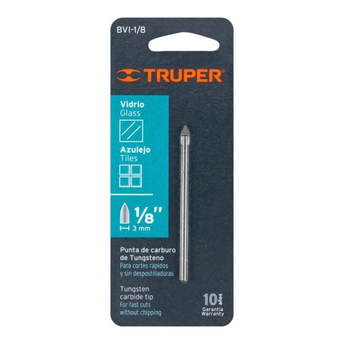 BROCA VIDRIO Y AZULEJO 3mm 1/8Pulgx2Pulg TRUPER  BVI-1/8/1