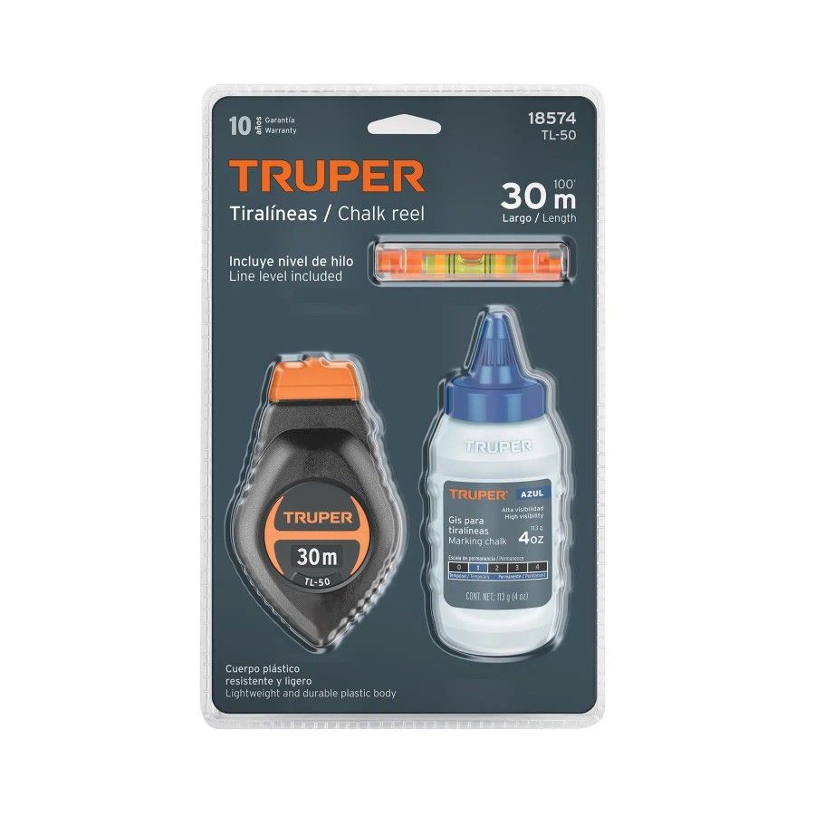 TIRALINEAS 30mt TRUPER 18574 C/TIZA AZUL