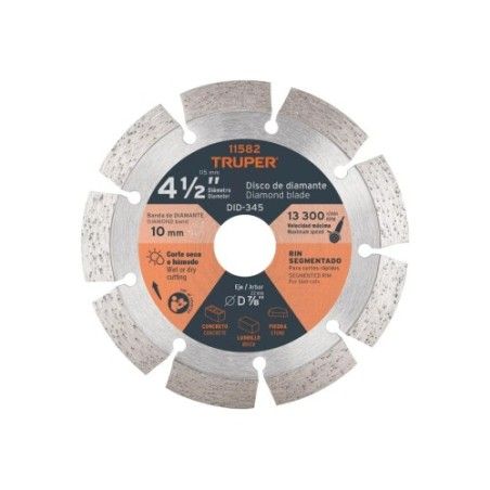 DISCO CORTE DIAMANTE SEGMENTADO  4,1/2Pulg TRUPER DDT-829D