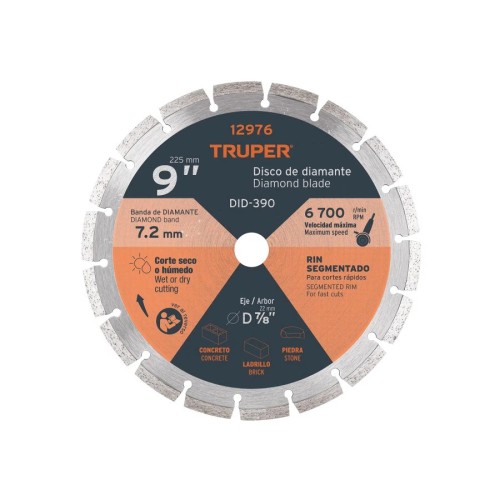 DISCO CORTE DIAMANTE SEGMENTADO  9" TRUPER 12976 DID-390