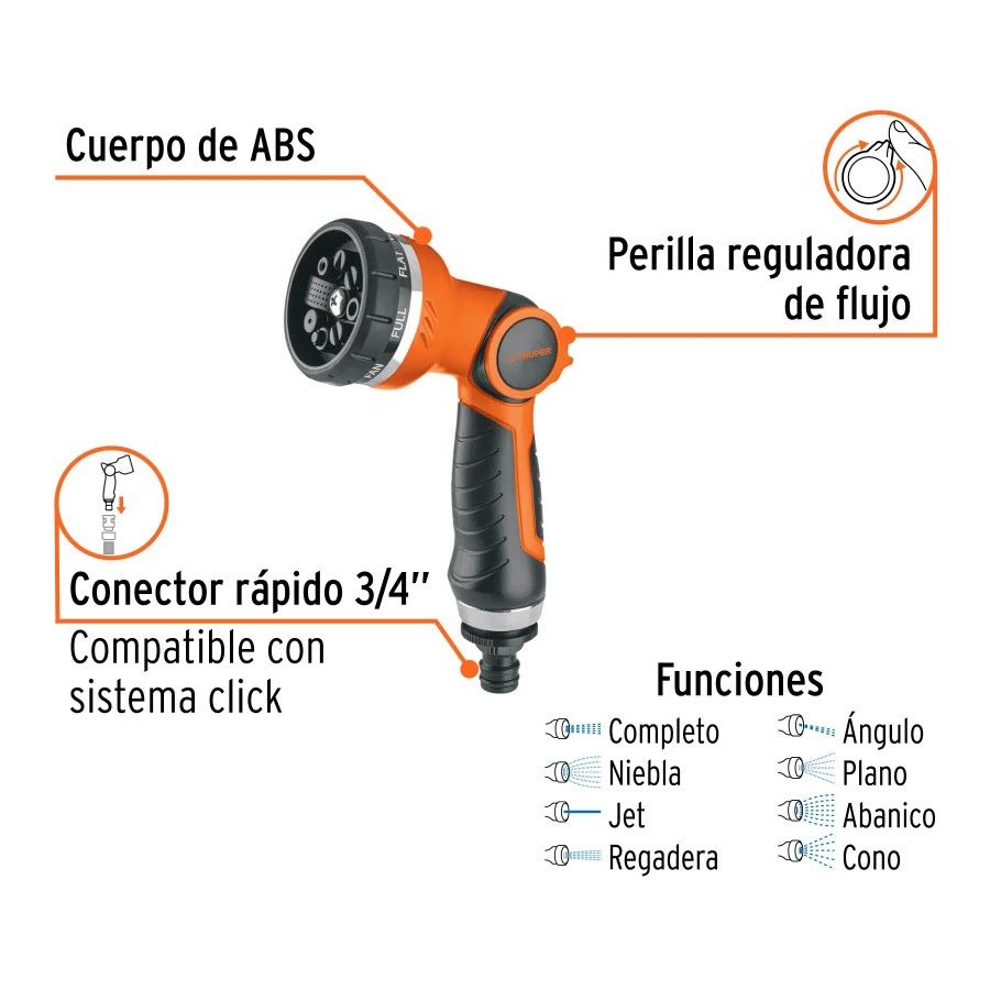 PISTOLA JARDIN PLAST TRUPER 7 FUNC 17479