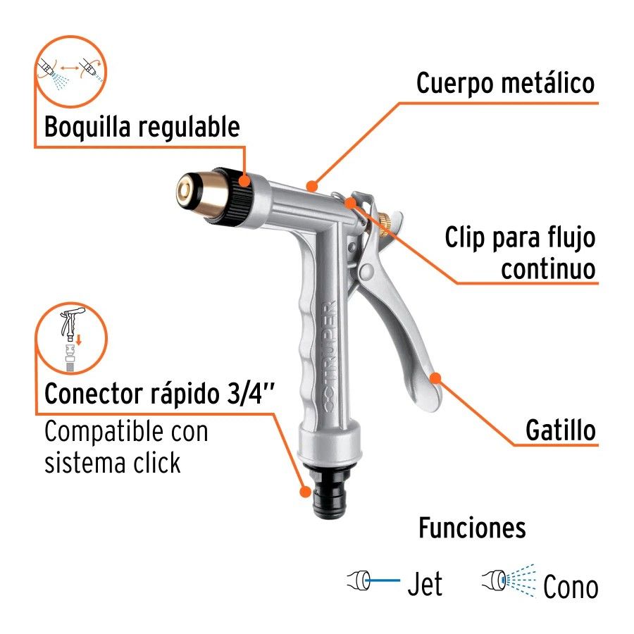 PISTOLA JARDIN METAL GRADUABLE 17482 TRUPER