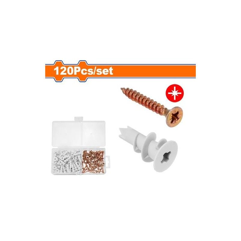 SET ESPANDER GYPSUM + TORNILLO WADFOW 120PCS WXT1B01
