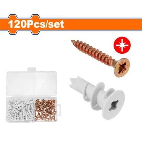 SET ESPANDER GYPSUM + TORNILLO WADFOW 120PCS WXT1B01