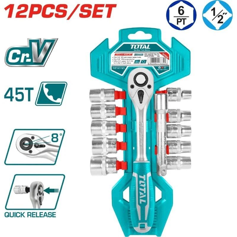 JGO CUBOS ESPIGA 1/2pulg TOTAL 12pz THT141121
