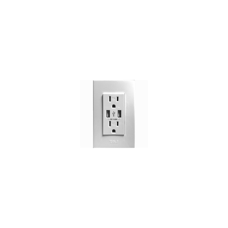 TOMA EAGLE CON USB 15A T&J BLANCO 8054-W