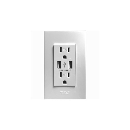 TOMA EAGLE CON USB 15A T&J BLANCO 8054-W