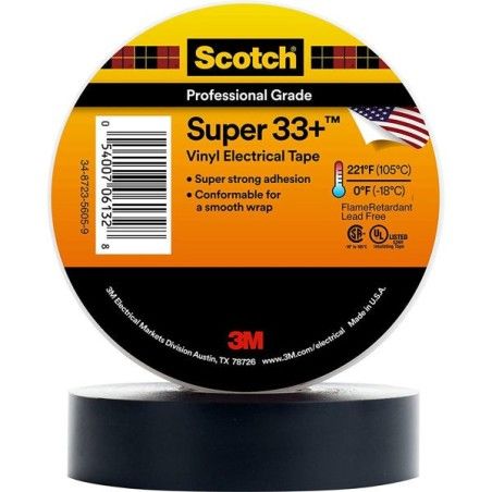 TAPE NEGRO 3M SUPER No33 3/4PULGx 20mt