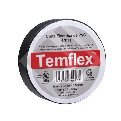 TAPE NEGRO TEMFLEX No165 3/4PULGx 18.3mt